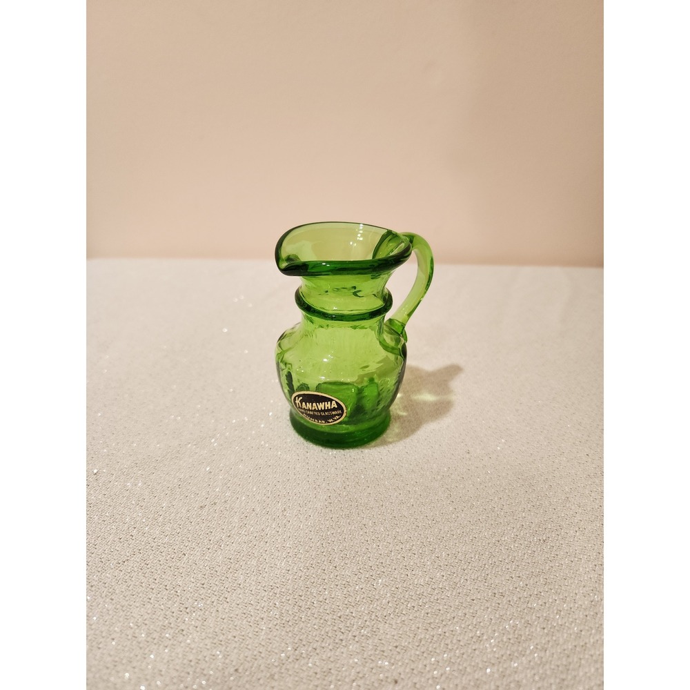 Kanawha Green Glass Miniature Pitcher Creamer Collectible‎ West Virginia